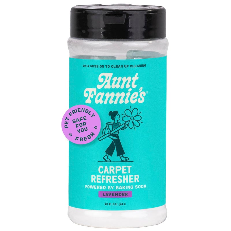 Aunt Fannie's Carpet Refresher & Deodorizer Powder, Multi-Purpose Carpet, Rug, and Upholstery Odor Eliminator for Homes with Cats and Dogs, Lavender Scent, 16 Oz (Pack of 1) - Image 1